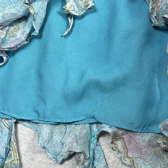 VTG Ice Midi Skirt Womens 10 Sheer Mesh Asymmetrical Fairy Grunge Boho Silk - Picture 11 of 13